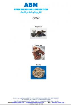 Tunisia Copper raw, manganese raw and bauxite raw
