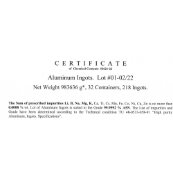 High-Purity Aluminum A5N Ingots – 99.999% $500