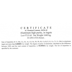 Ultra-High Purity Aluminum A6N Ingots – 99.9999% $650