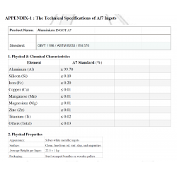 Aluminium ingots A7 purchase inquiry $0